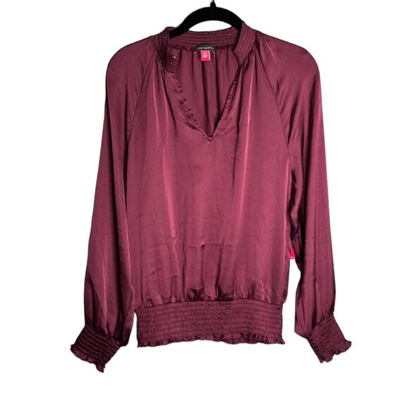 Vince Camuto Dark Purple Long Sleeve Blouse With Elastic Hem Size XS - Picture 1 of 8